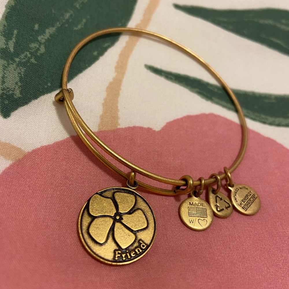 Alex and Ani - Friend Charm Bangle in Antique Gold Finish